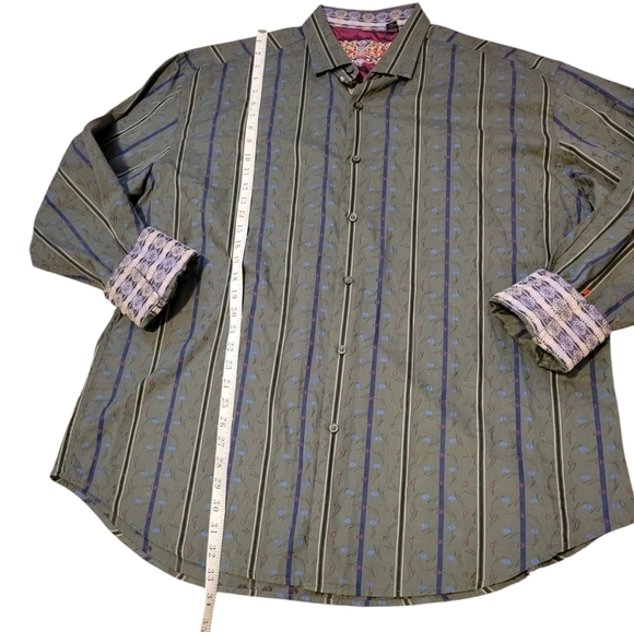 Robert Graham Men's 3XL Long Sleeve Button Down Collared Shirt Flip Cuff Stripes - Picture 4 of 12